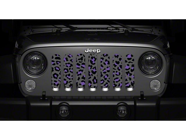 Grille Insert; Gray and Purple Leopard Print (07-18 Jeep Wrangler JK)