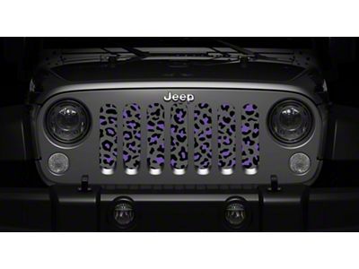 Grille Insert; Gray and Purple Leopard Print (18-24 Jeep Wrangler JL w/o TrailCam)