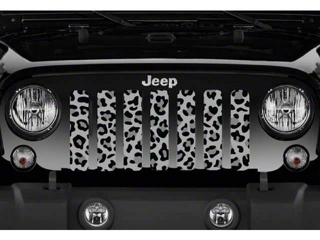 Grille Insert; Gray Leopard Print (18-24 Jeep Wrangler JL w/o TrailCam)
