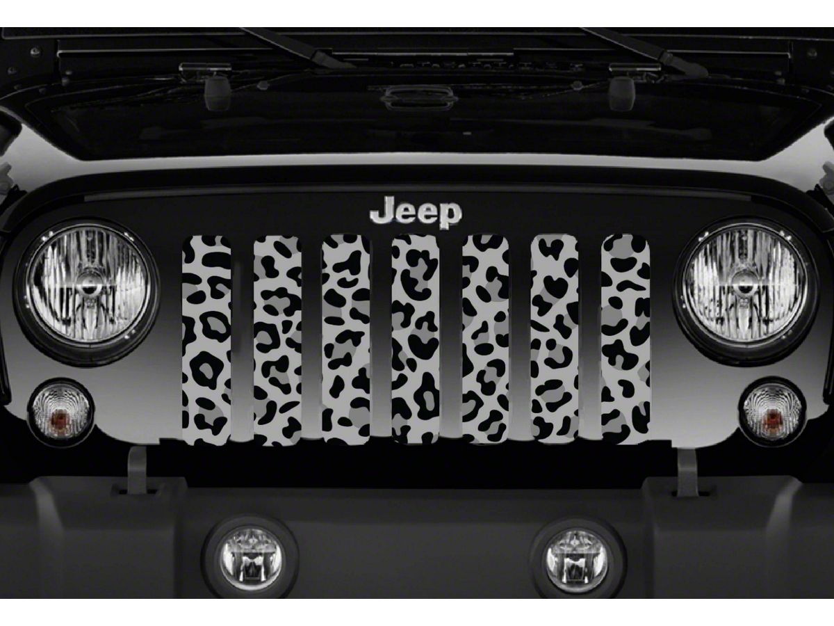 Jeep Wrangler Grille Insert; Gray Leopard Print (97-06 Jeep Wrangler TJ) -  Free Shipping
