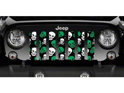 Grille Insert; Green Skulls (76-86 Jeep CJ5 & CJ7)