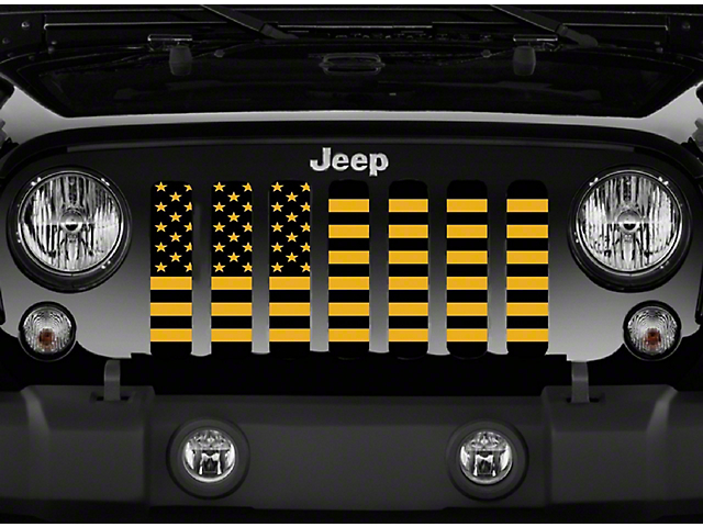 Grille Insert; Hella Yella American Flag (76-86 Jeep CJ5 & CJ7)