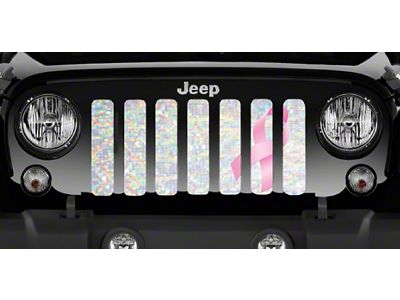 Grille Insert; Iridescent Pink Breast Cancer Ribbon (87-95 Jeep Wrangler YJ)