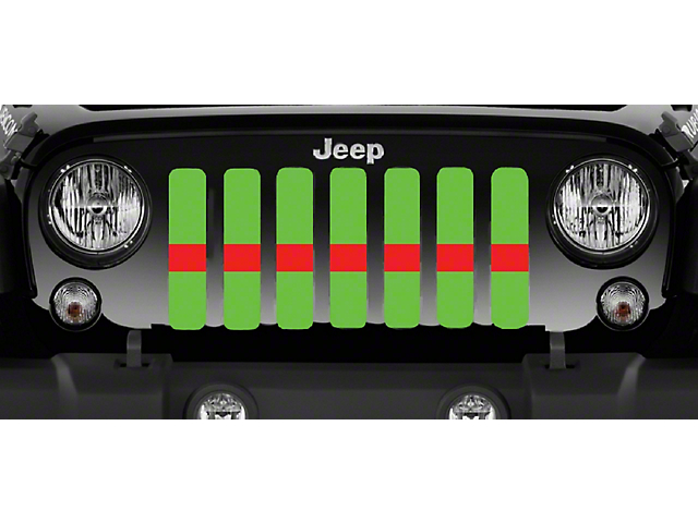 Grille Insert; Lime Green Red Line (76-86 Jeep CJ5 & CJ7)