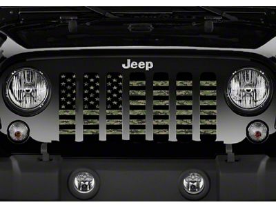 Grille Insert; MARPAT Green Digi American Flag (76-86 Jeep CJ5 & CJ7)