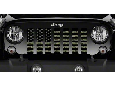 Grille Insert; MARPAT Green Digi American Flag (18-24 Jeep Wrangler JL w/o TrailCam)