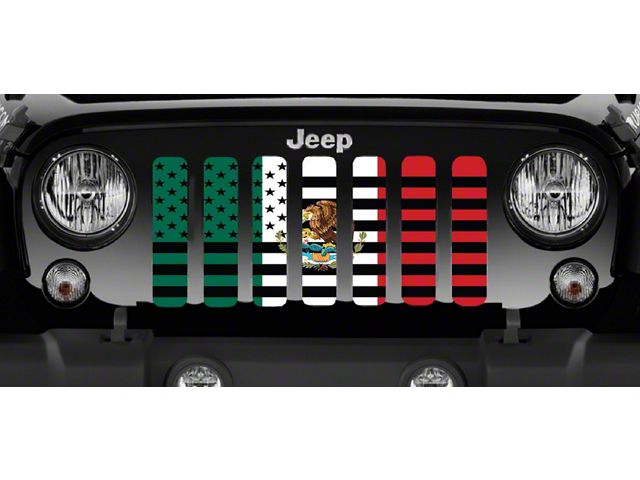 Grille Insert; Mexican American Flag (87-95 Jeep Wrangler YJ)