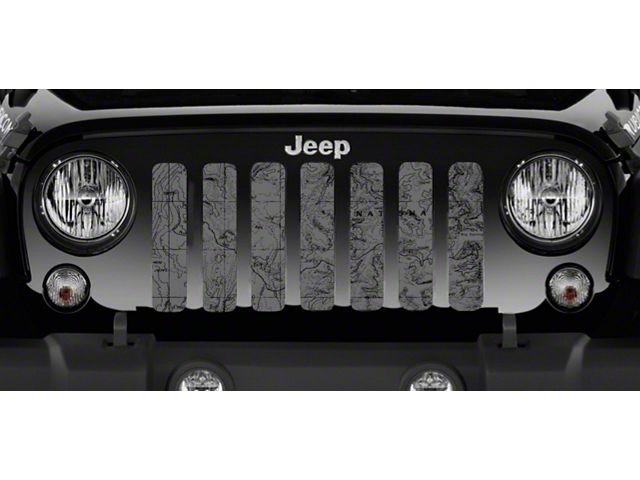 Grille Insert; Moab Topography Map Canyon Lands Gray (07-18 Jeep Wrangler JK)