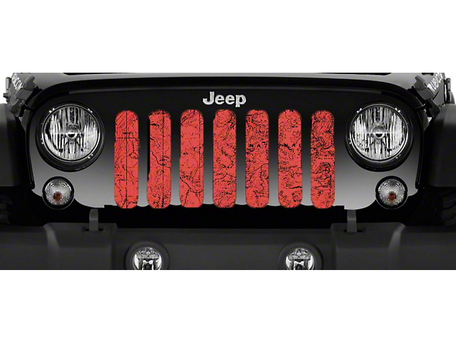 Grille Insert; Moab Topography Map Canyon Lands Red (07-18 Jeep Wrangler JK)