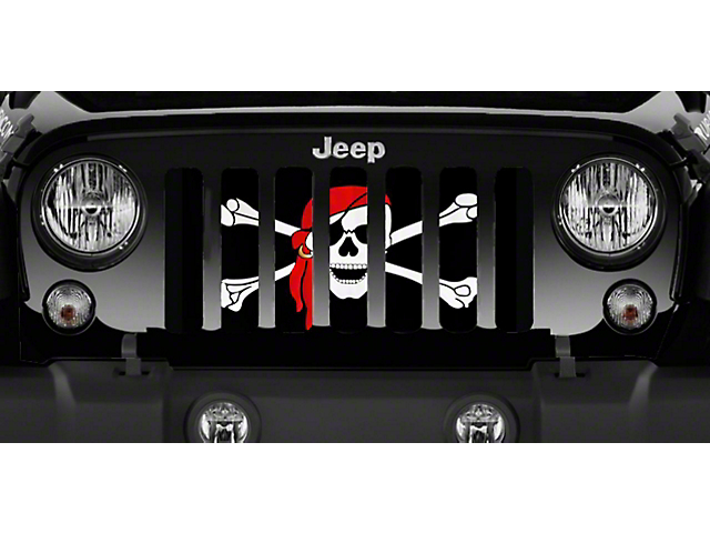 Grille Insert; One Eye Jack Pirate Flag (76-86 Jeep CJ5 & CJ7)