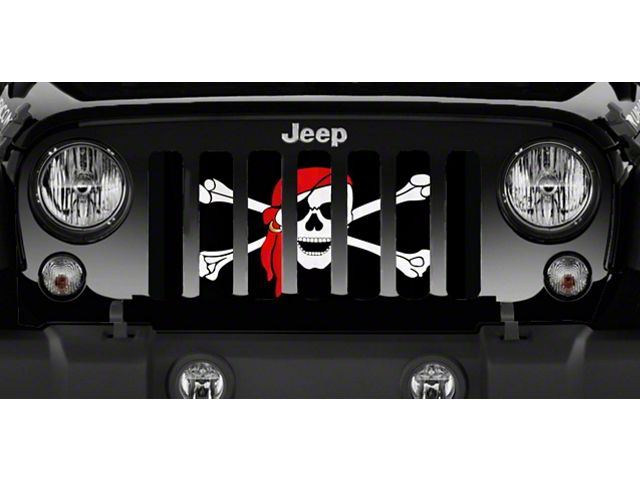 Grille Insert; One Eye Jack Pirate Flag (76-86 Jeep CJ5 & CJ7)