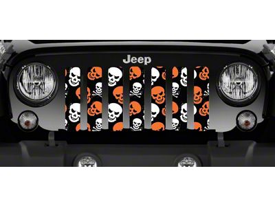 Grille Insert; Orange Skulls (97-06 Jeep Wrangler TJ)