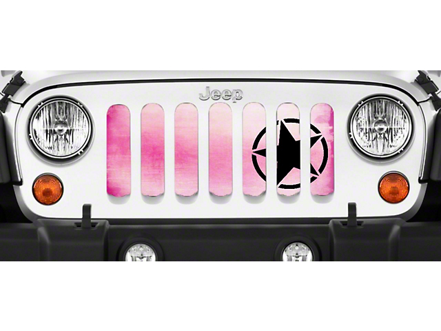 Grille Insert; Oscar Mike Pink Ombre (18-23 Jeep Wrangler JL w/o TrailCam)