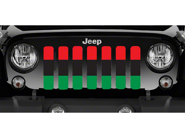 Grille Insert; Pan-African American Flag (18-23 Jeep Wrangler JL w/o TrailCam)