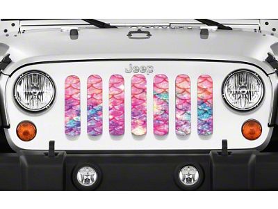 Grille Insert; Peach Mermaid Scales (18-24 Jeep Wrangler JL w/o TrailCam)