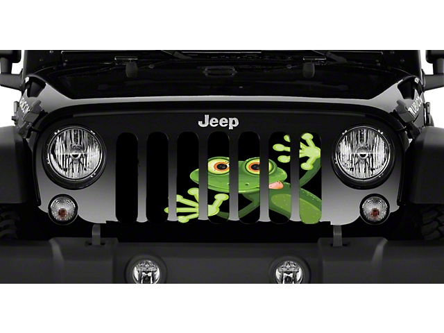 Grille Insert; Peeking Frog (18-23 Jeep Wrangler JL w/o TrailCam)
