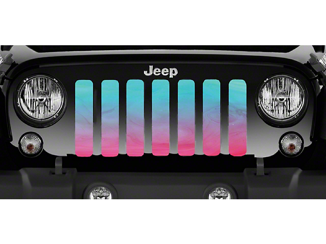 Grille Insert; Pink and Teal Ombre (18-23 Jeep Wrangler JL w/o TrailCam)