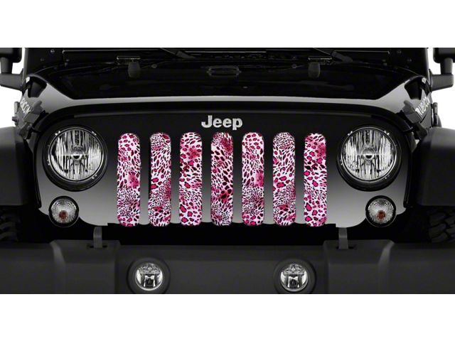 Grille Insert; Pink Leopard Print (87-95 Jeep Wrangler YJ)