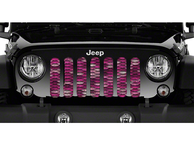 Grille Insert; Pink Mermaid Scales (18-23 Jeep Wrangler JL w/o TrailCam)