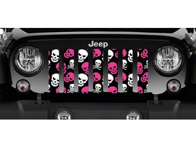 Grille Insert; Pink Skulls (76-86 Jeep CJ5 & CJ7)