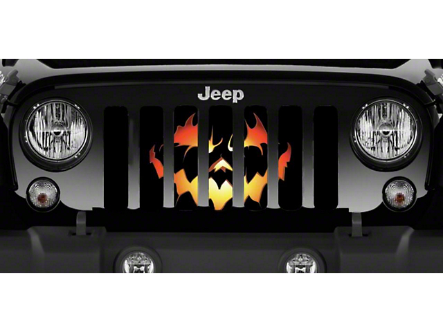 Grille Insert; Pumpkin Face (18-23 Jeep Wrangler JL w/o TrailCam)
