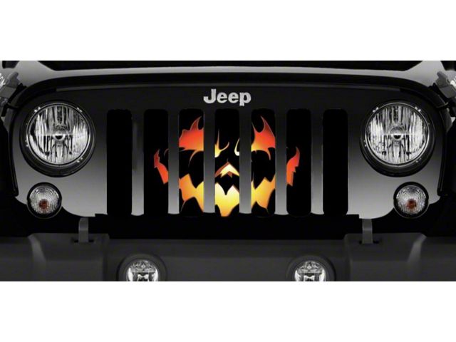 Grille Insert; Pumpkin Face (18-24 Jeep Wrangler JL w/o TrailCam)