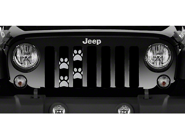 Grille Insert; Puppy Paw Prints Gray (18-23 Jeep Wrangler JL w/o TrailCam)