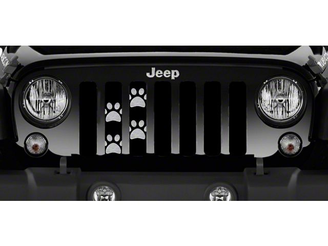 Grille Insert; Puppy Paw Prints Gray (18-24 Jeep Wrangler JL w/o TrailCam)