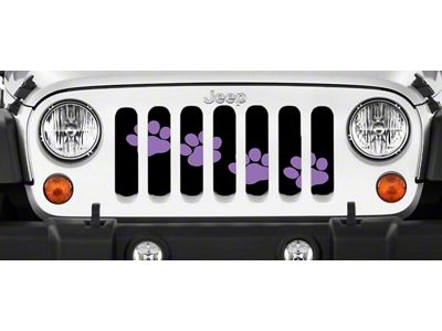 Grille Insert; Puppy Paw Prints Purple Diagonol (20-24 Jeep Gladiator JT)