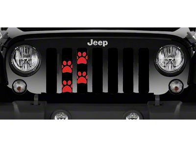 Grille Insert; Puppy Paw Prints Red (97-06 Jeep Wrangler TJ)