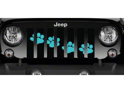 Grille Insert; Puppy Paw Prints Teal Diagonal (07-18 Jeep Wrangler JK)