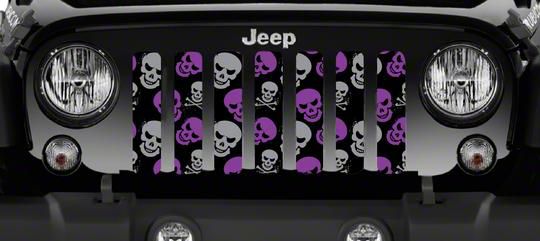 Grille Insert; Purple and Gray Skulls (76-86 Jeep CJ5 & CJ7)
