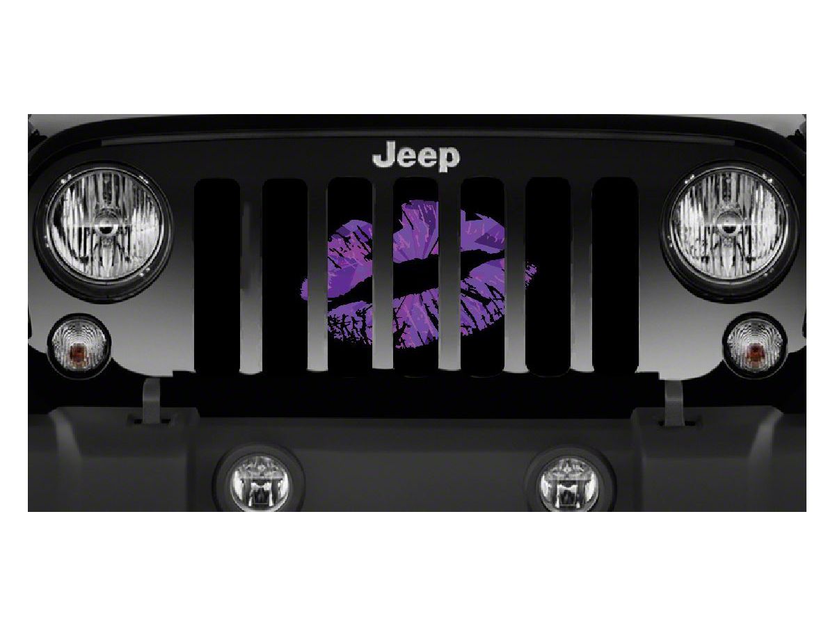 Jeep Wrangler Grille Insert; Purple Camo Kiss (87-95 Jeep Wrangler YJ) -  Free Shipping