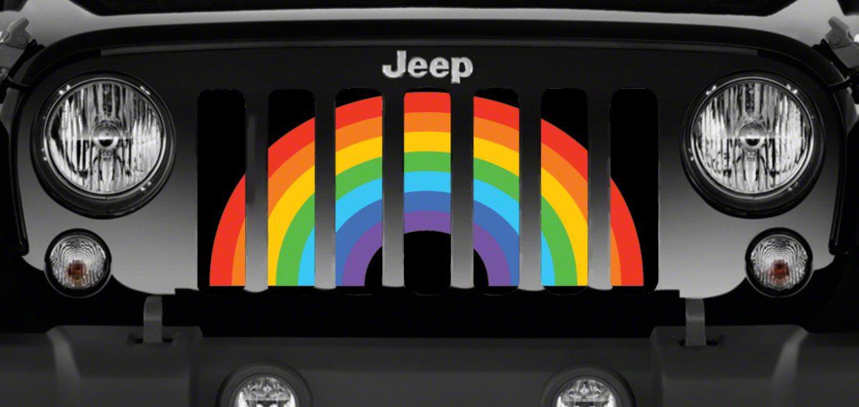 Jeep Wrangler Grille Insert; Rainbow Pride Flag (87-95 Jeep Wrangler YJ)  Free Shipping