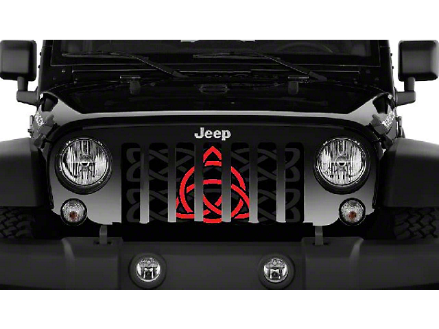 Grille Insert; Red Celtic Knot (18-23 Jeep Wrangler JL)