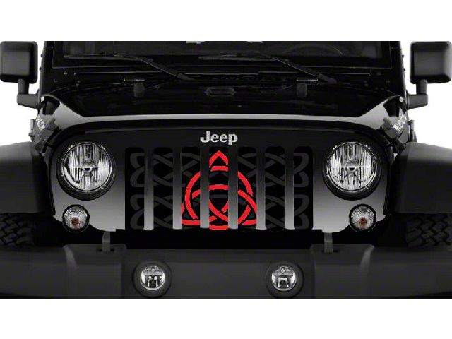 Grille Insert; Red Celtic Knot (18-24 Jeep Wrangler JL)