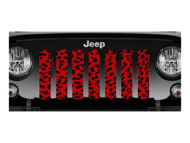Grille Insert; Red Cheetah Print (18-24 Jeep Wrangler JL w/o TrailCam)