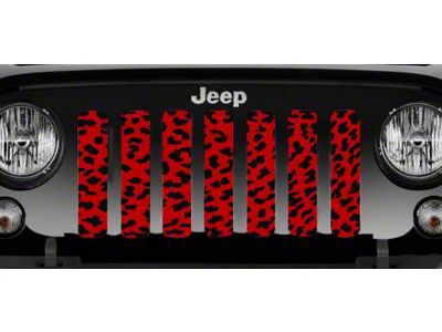 Grille Insert; Red Cheetah Print (18-24 Jeep Wrangler JL w/o TrailCam)