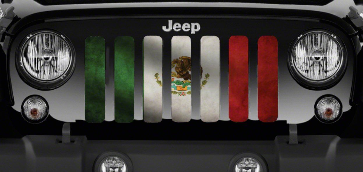 Grille Insert; Rustic Mexico Flag (18-23 Jeep Wrangler JL w/o TrailCam)