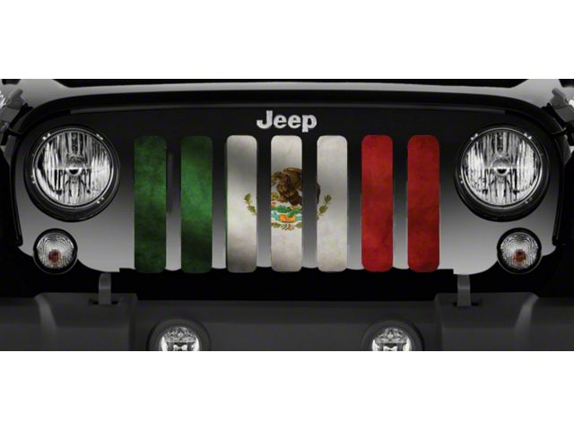 Grille Insert; Rustic Mexico Flag (18-24 Jeep Wrangler JL w/o TrailCam)