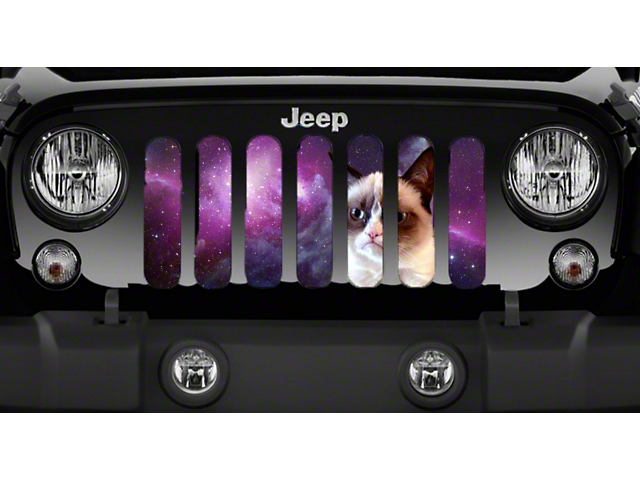 Grille Insert; Spaced Out Angry Cat (18-23 Jeep Wrangler JL)