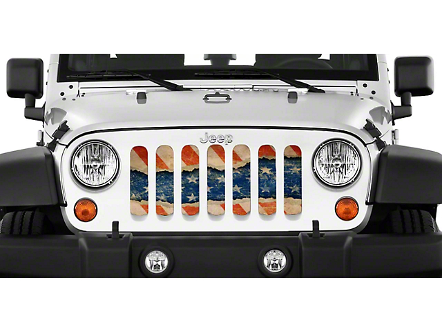 Grille Insert; Stars and Stripes (18-23 Jeep Wrangler JL w/o TrailCam)