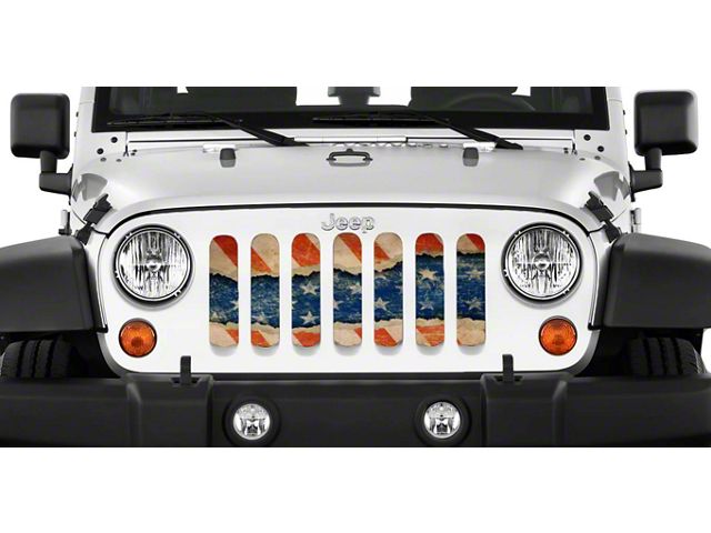 Grille Insert; Stars and Stripes (18-24 Jeep Wrangler JL w/o TrailCam)