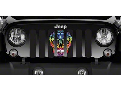 Grille Insert; Sugar Skull Rainbow (18-24 Jeep Wrangler JL w/o TrailCam)
