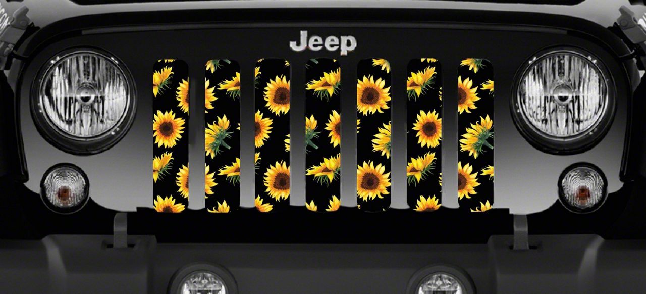 Grille Insert; Sunflowers (18-23 Jeep Wrangler JL w/o TrailCam)