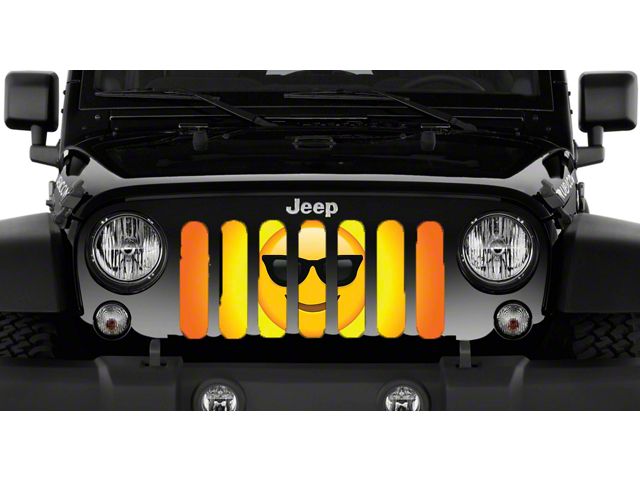 Grille Insert; Sunglasses Emoji (18-24 Jeep Wrangler JL w/o TrailCam)