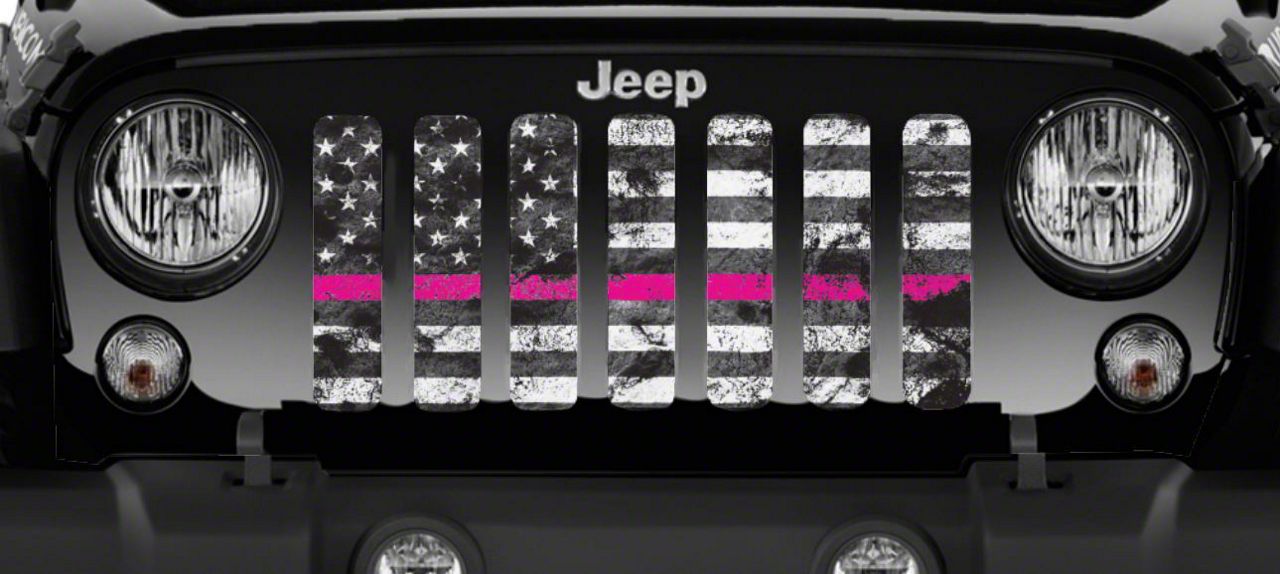 Jeep Wrangler Grille Insert; Tactical Dirty Grace Pink Line (87-95 Jeep  Wrangler YJ) Free Shipping