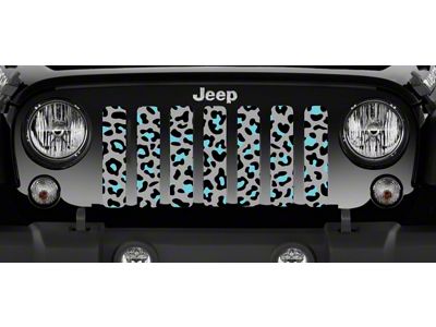Grille Insert; Teal Leopard Print (18-24 Jeep Wrangler JL w/o TrailCam)