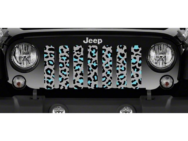 Grille Insert; Teal Leopard Print (97-06 Jeep Wrangler TJ)