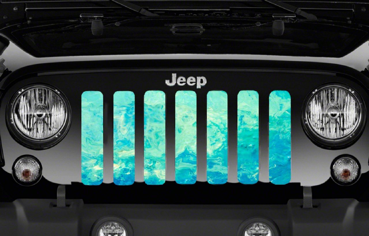 Grille Insert; Teal Marble (18-23 Jeep Wrangler JL w/o TrailCam)